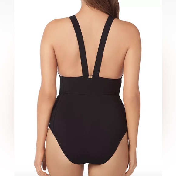 NWT Amoressa by Miraclesuit Size 10 Black Stellar Cassiopeia One Piece Swimsuit - Picture 2 of 10